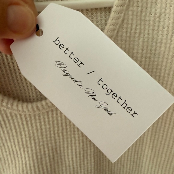 Better Together Womens Boho Cropped Waffle Knit Thermal Tank Top Cream Large NWT - Picture 5 of 6